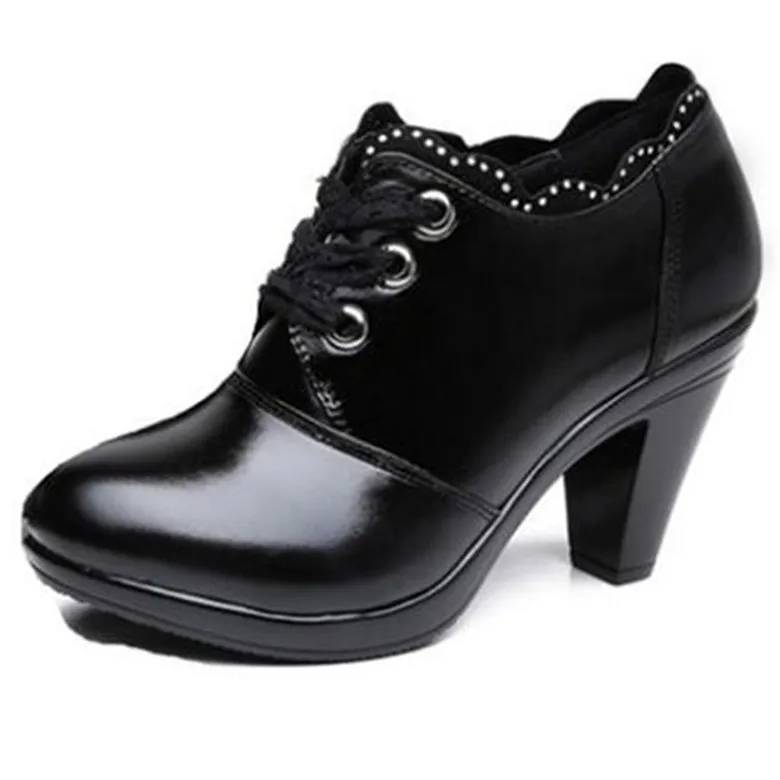 inside leather black Cuculus/обувь на высоком каблуке; коллекция года; сезон осень-зима; обувь из натуральной кожи; ботильоны на шнуровке; Рабочая обувь для мам; Повседневная модная обувь; 1804 - Цвет: inside leather black