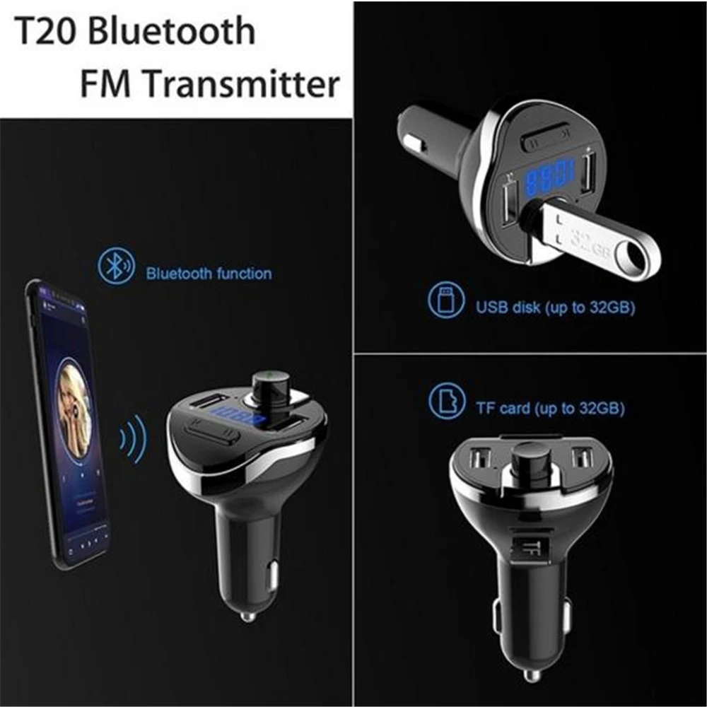 Bluetooth беспроводной Автомобильный MP3-плеер Hands Free Комплект fm-модулятор двойной USB зарядное устройство TF карта Музыка Bluetooth аудио приемник передатчик