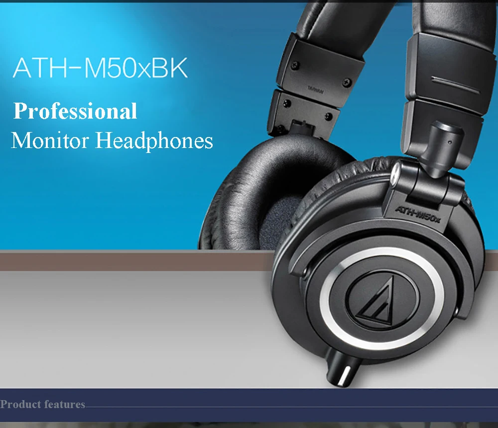 Оригинальные Audio-Technica ATH-M50x, профессиональные мониторные наушники, закрытые сзади, динамические Накладные Наушники Hi-Fi, складные наушники G