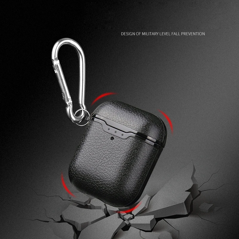 Чехол для Airpods 2 с кожаным узором Личи, мягкий ТПУ, Bluetooth, беспроводные наушники, защитный чехол для Airpods, зарядная коробка