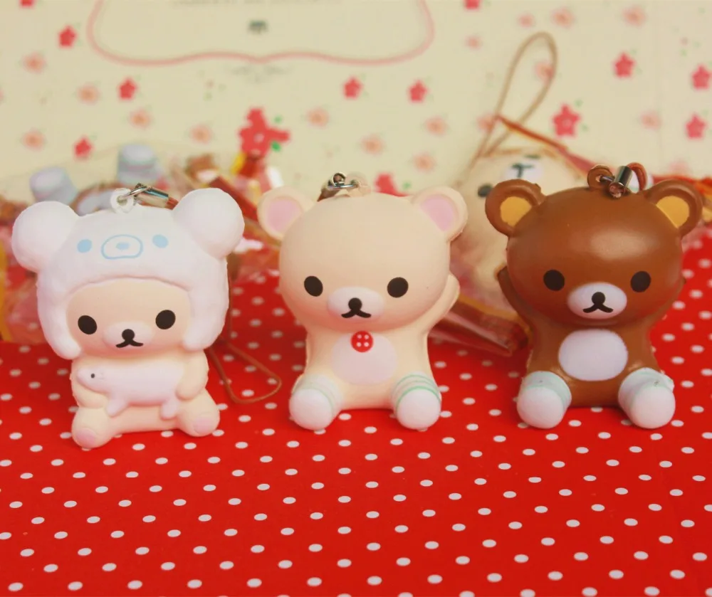 6 см оригинальная упаковка, мягкая ароматическая кавайная игрушка Rilakkuma squishy queeze, подвеска для сотового телефона, мягкий медвежонок
