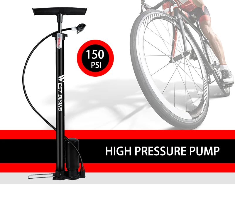 WEST BIKING 150Psi велосипедный насос высокого давления ножной подкачивающий насос для велосипедных шин насос Presta Schrader Клапан Аксессуары для велосипеда