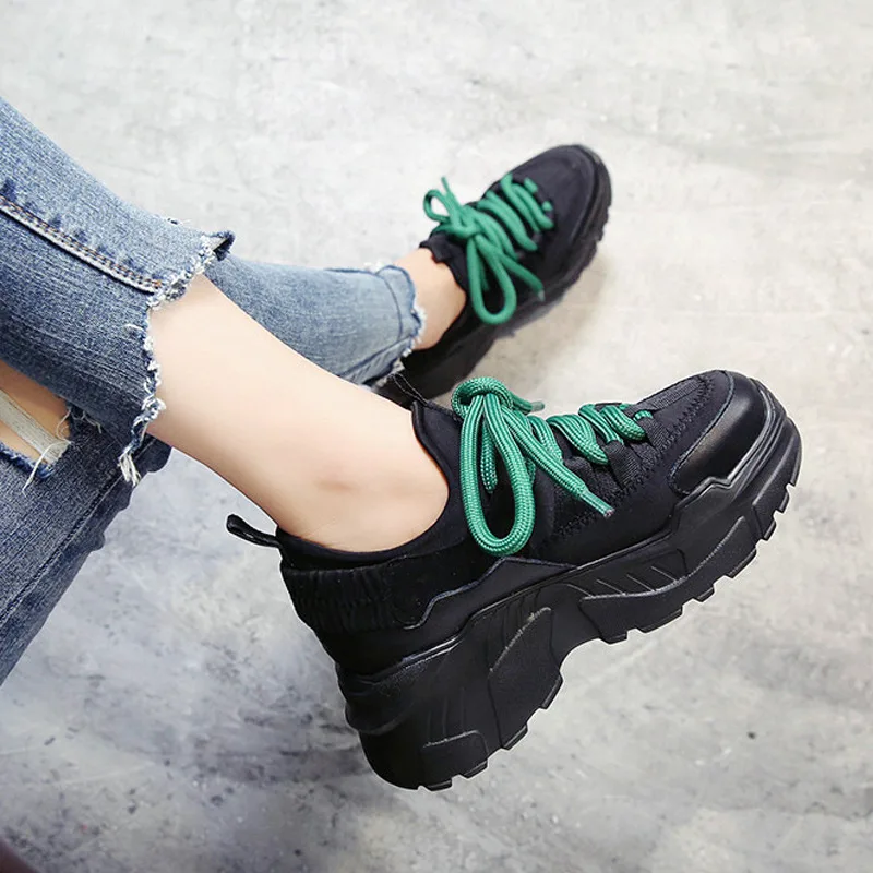 Кроссовки на платформе Nieuwe Vrouwen Stijlvolle Dikke Zool Loopschoenen Hoogte Toenemende 8 см спортивные