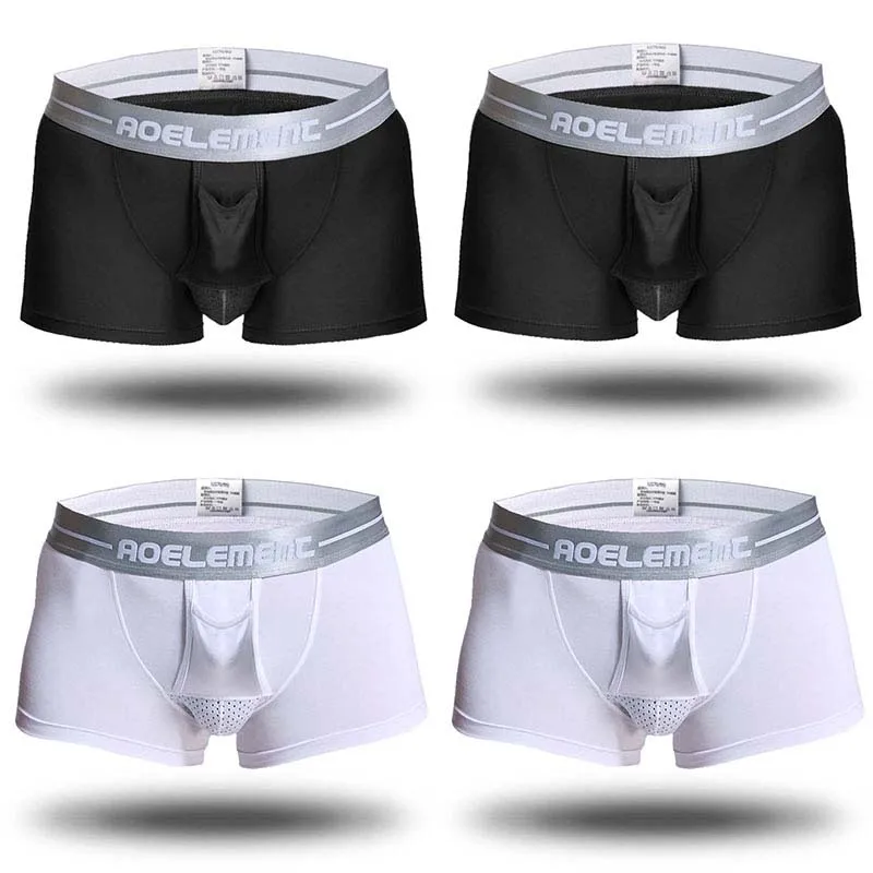 ZU035-2black-2white Новое модальное Брендовое Мужское нижнее белье со средней талией дышащие мужские трусы боксеры 4 шт./партия L XL XXL XXXL мужские трусы - Цвет: ZU035-2black-2white