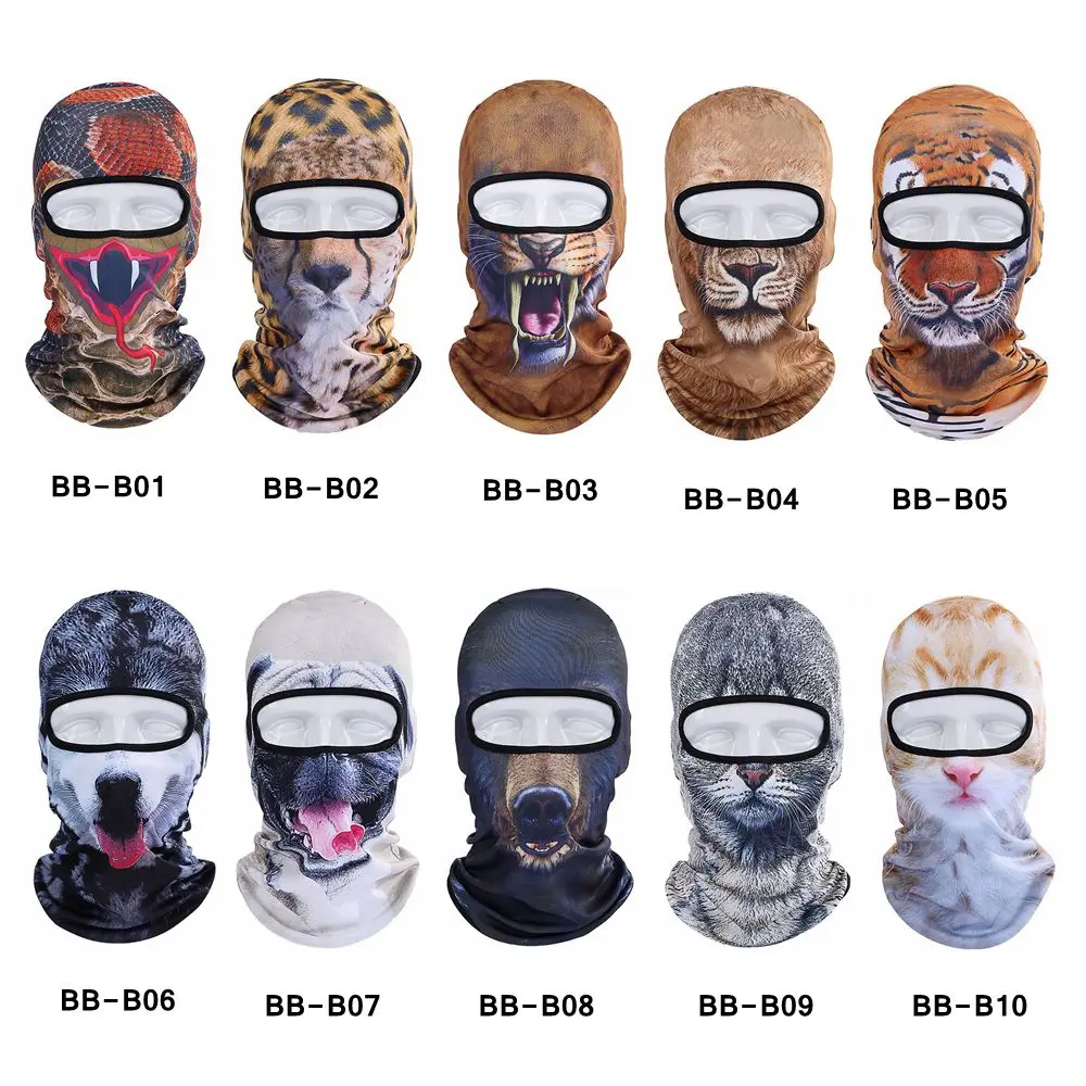 2019 Велосипед Сноуборд вечерние Skullies Beanie шлем 3D кошка собака животное Полный лица