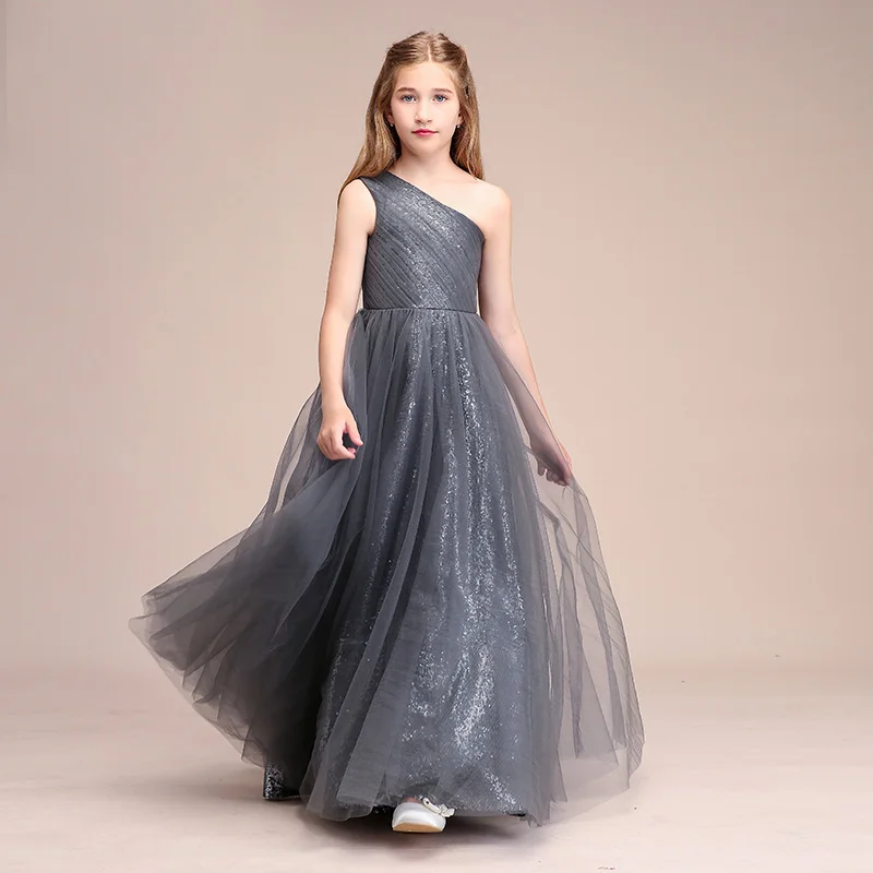 Блестящие длинные платья для девочек с блестками свадебной вечеринки новинка 2019