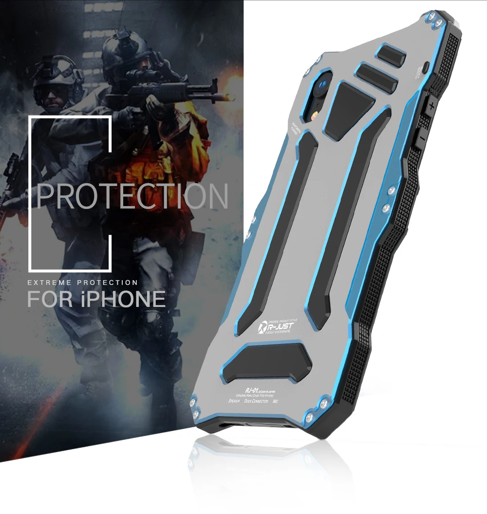 Бронированный Металлический Алюминиевый Чехол Gundam для iPhone XS/XS MAX/XR, водонепроницаемый 360, полная защита, жесткая задняя крышка, чехол для телефона s