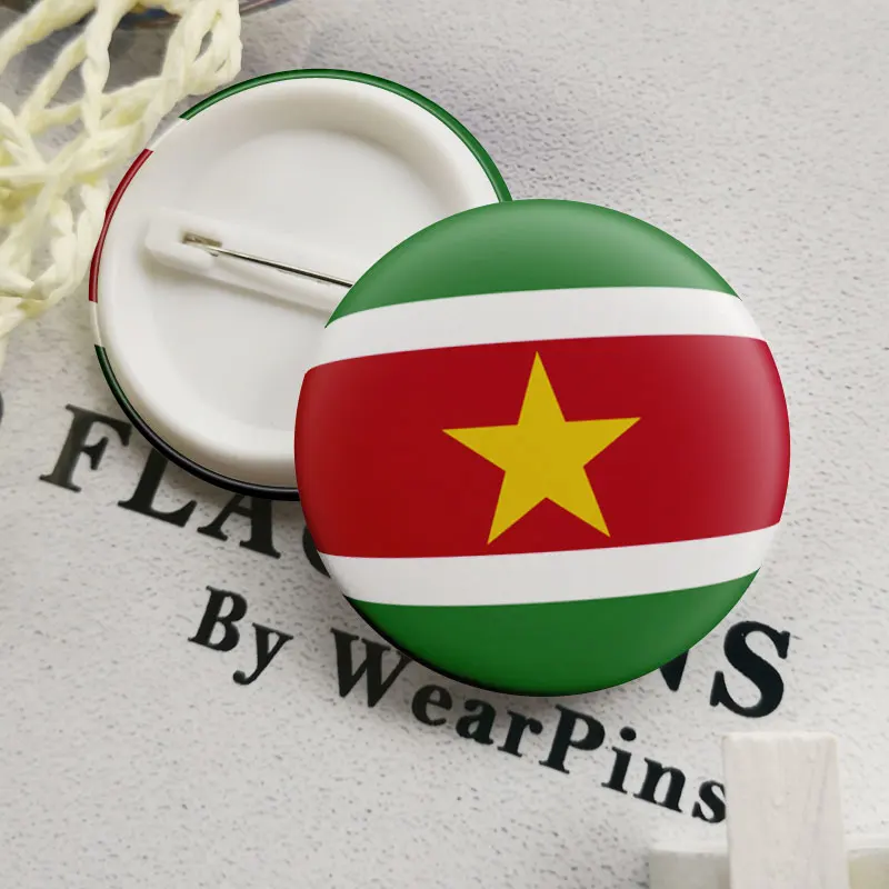 Флаг Суринама карта олова Кнопка булавки ЛГБТ гей радуга фестиваль Прайд