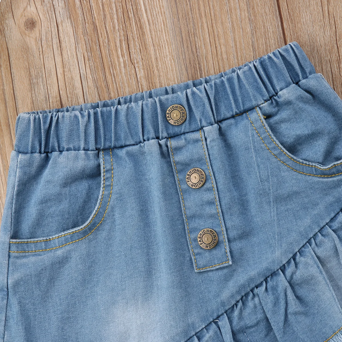 Fashion Toddler Kids Girls Clothing Skirts Summer Blue Denim Mini Tassel High Waist Jeans Skirt Girl 1-6T | Мать и ребенок