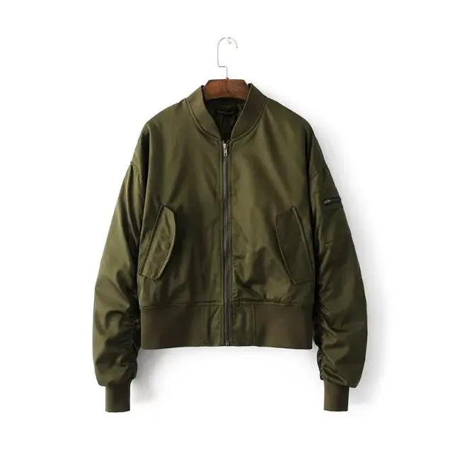 Женская куртка бомбер с вышивкой сзади осенне зимняя пилот длинным рукавом