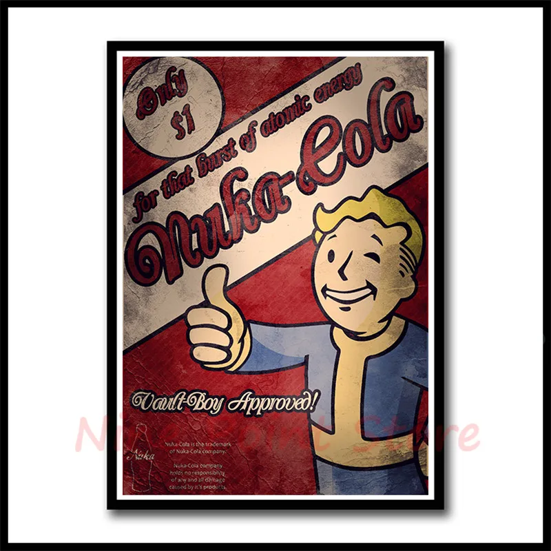 Игровой плакат Fallout, бар, детская комната, домашний декор, игровой рисунок, покрытая настенная бумажная наклейка, декоративные наклейки на стены, бескаркасные - Цвет: Фиолетовый