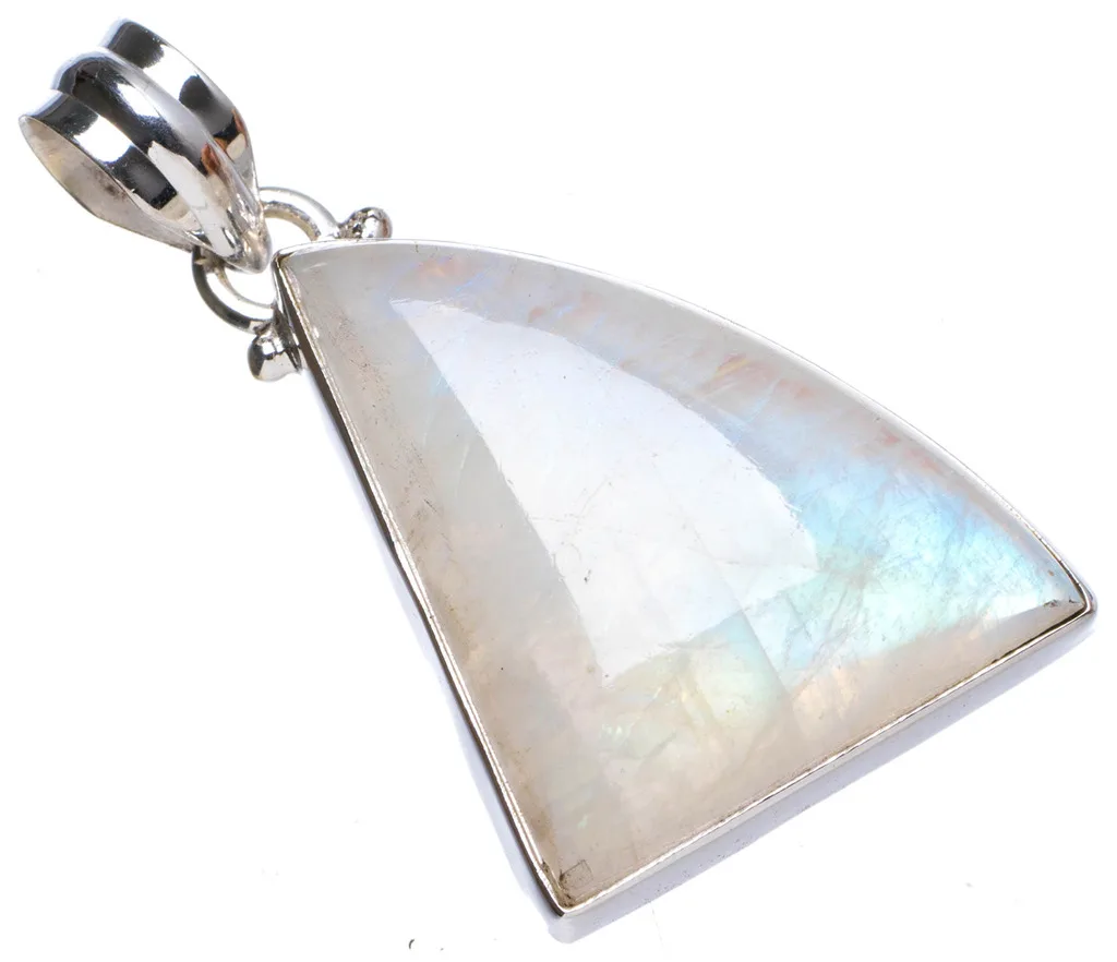 Натуральный Радужный Лунный Камень ручной работы уникальный 925 пробы серебряный