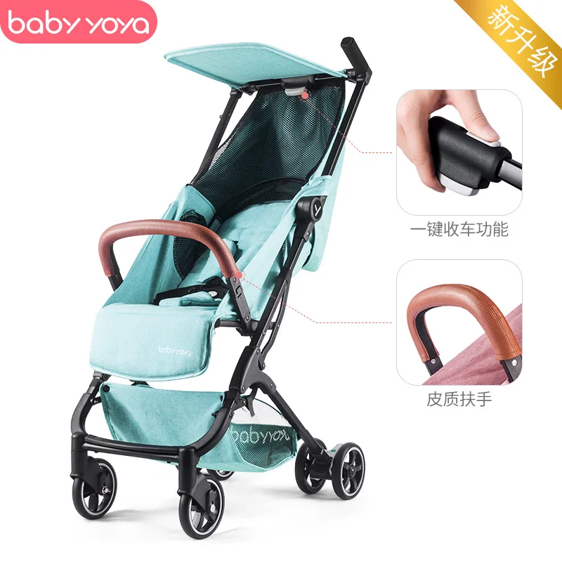 Black frame blue Babyyoya, складная, 4,8 кг, ультра-светильник, детская коляска, алюминиевый материал, может сидеть и лежать, может быть на самолете, зонтик - Цвет: Black frame blue