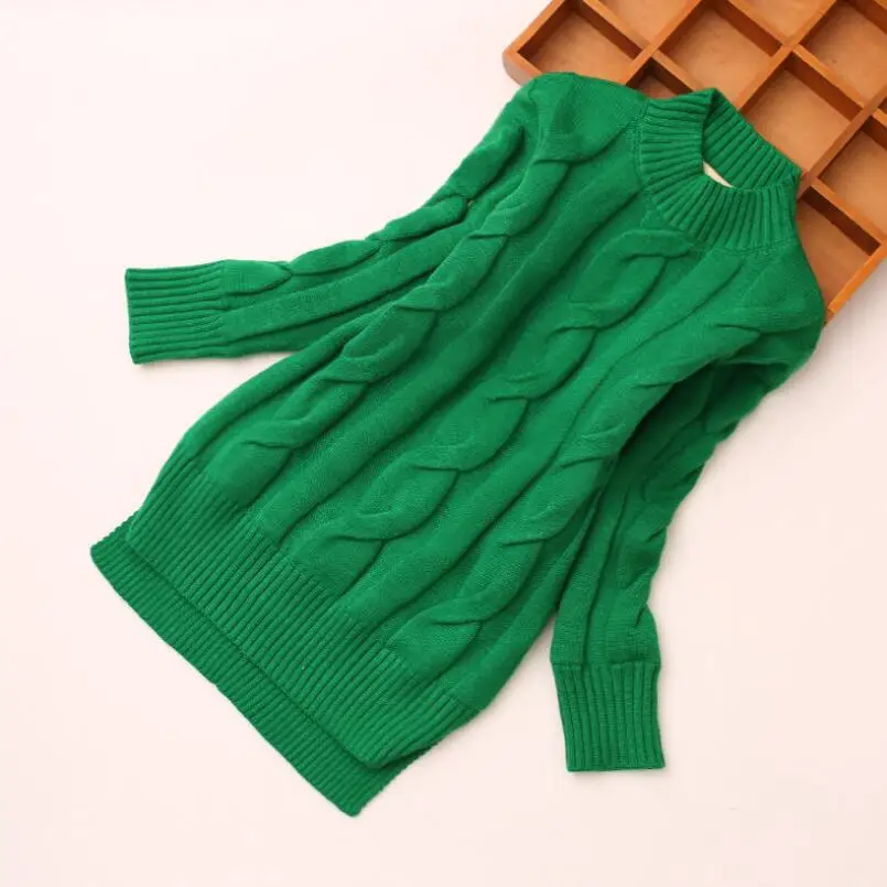 green sweater girl Рождественская зимняя теплая плотная одежда с длинными рукавами для малышей и подростков свитер для девочек детский пуловер, Свитера JW4302 - Цвет: green sweater girl