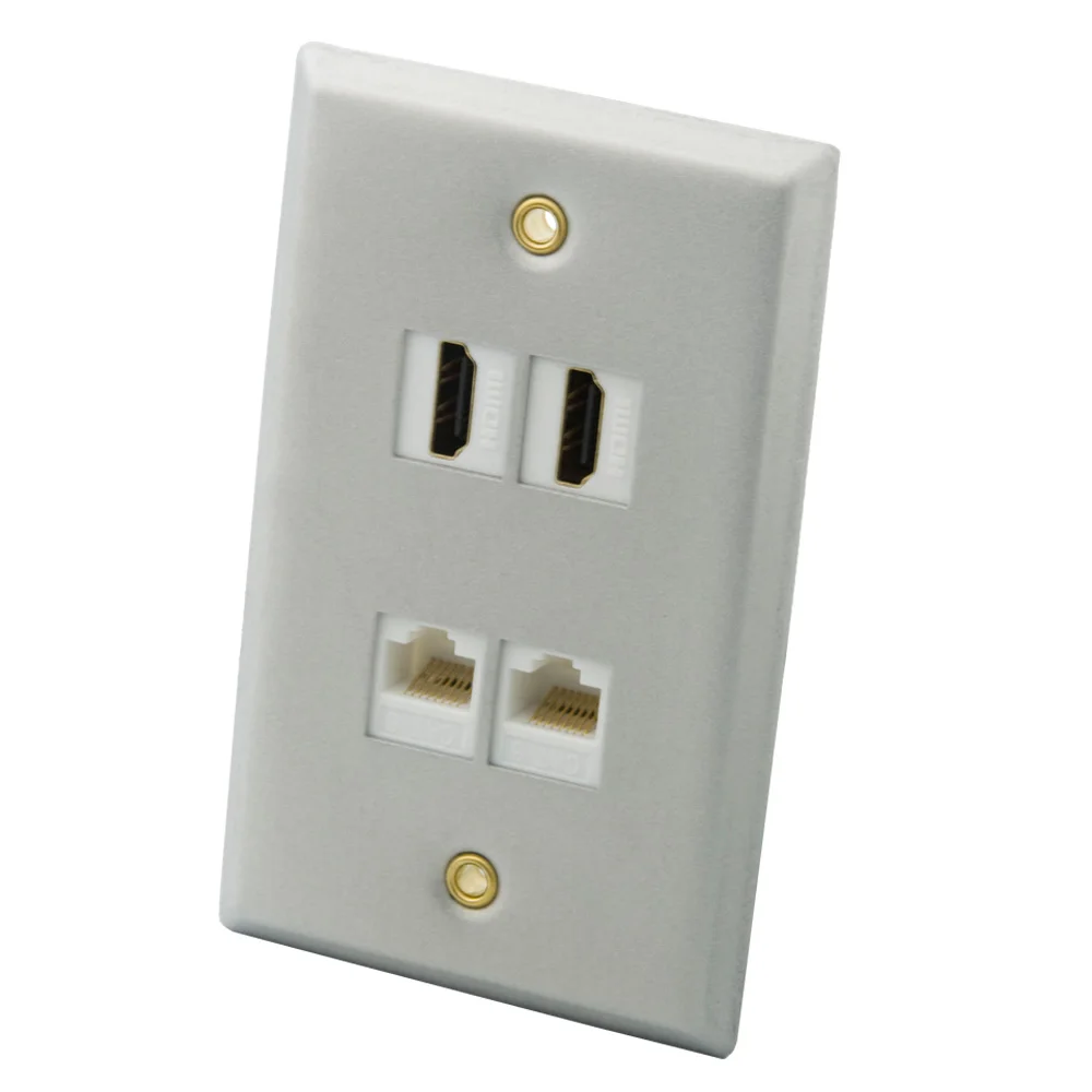 Односекционная цельная алюминиевая металлическая 4 порта HDMI USB CAT6 RJ45 F головка RG6