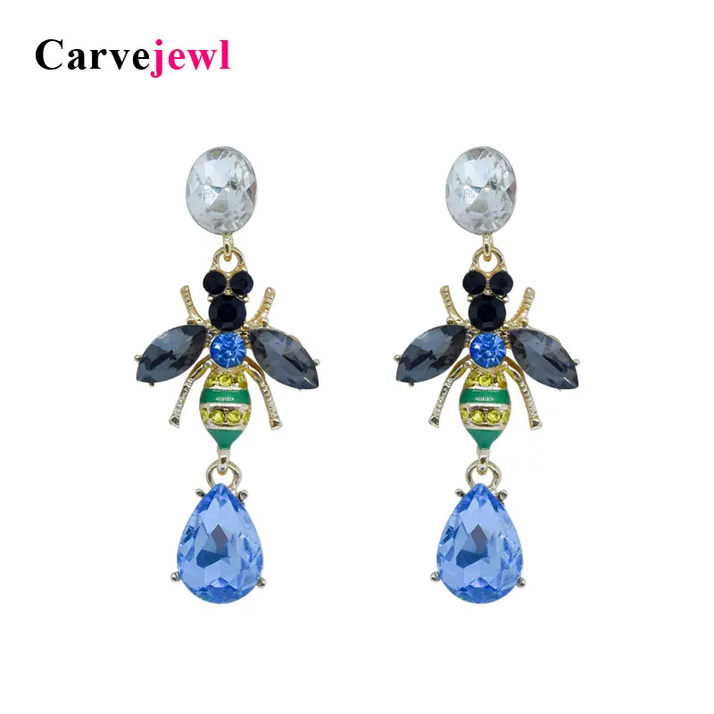 Женские серьги капельки Carvejewl со стеклом и эмалированной глазурью корейские