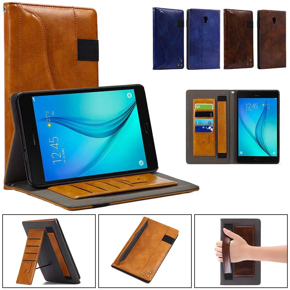 

Case for Samsung Galaxy Tab A 8.0 T380 T385 Flip Case with Card Slot Hand Holder Smart Case Sleep/Wake Up Tablet Stand Cover