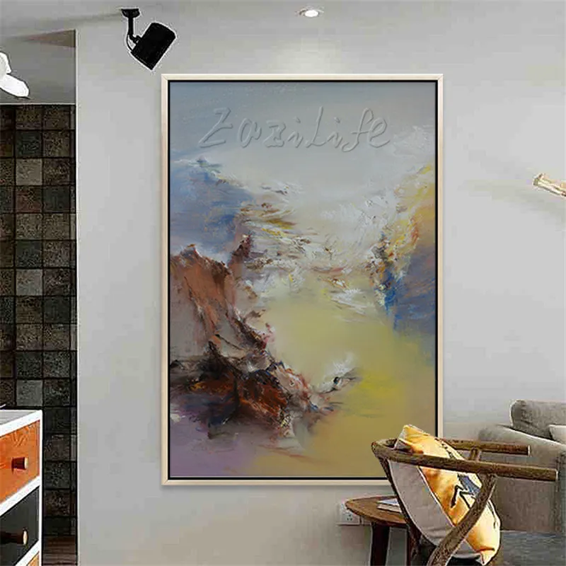 Ручная роспись Большой Современный пейзаж абстрактная живопись маслом на холсте