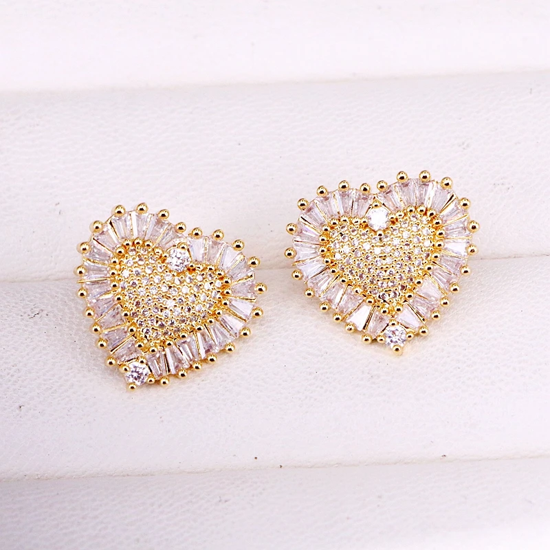 5 пар серьги гвоздики в форме сердца|Серьги-гвоздики| |