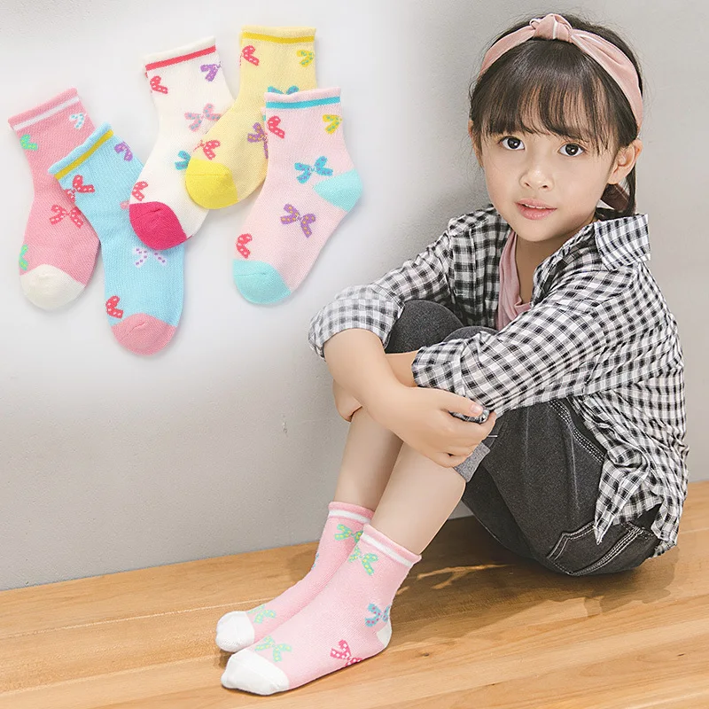 5 пар/лот, Детские хлопковые носки Kawaii на осень и зиму, модные теплые спортивные носки с мультипликационным принтом для мальчиков и девочек, подарки для детей, CN