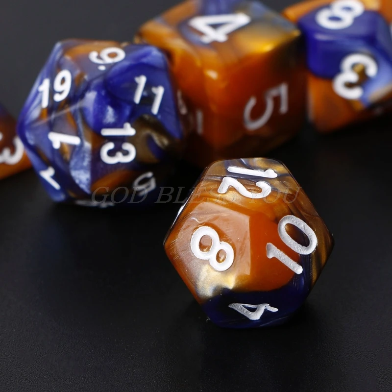 7 шт./компл. акриловые многогранные кубики для настольных игр TRPG Dungeons и Dragons Прямая