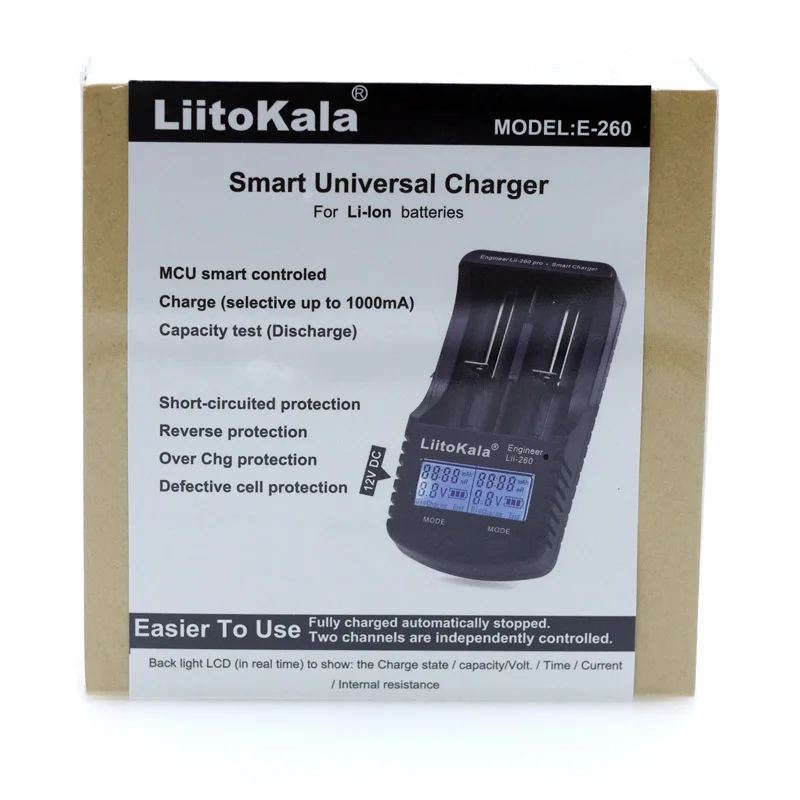Зарядное устройство Liitokala 18650/26650etc с ЖК дисплеем обнаружением емкости литиевой