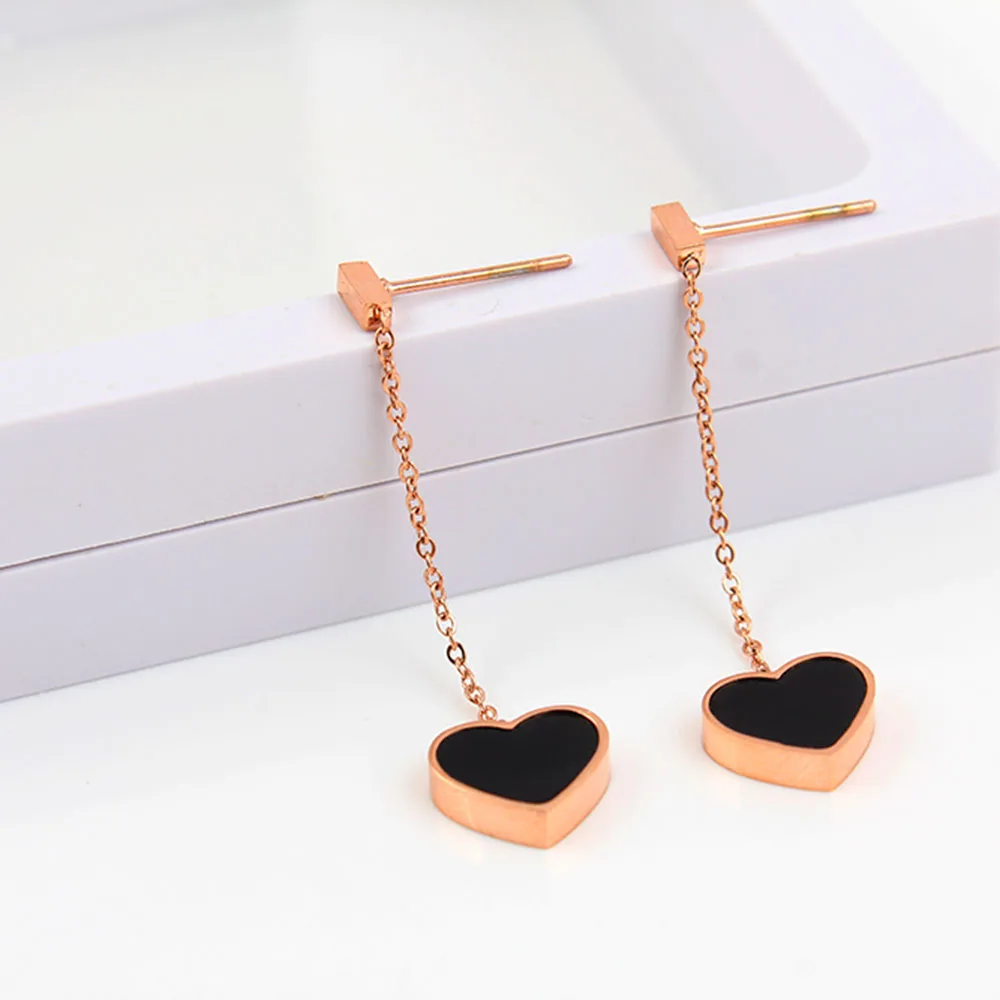 Женские длинные серьги из нержавеющей стали розовое золото ювелирное изделие в