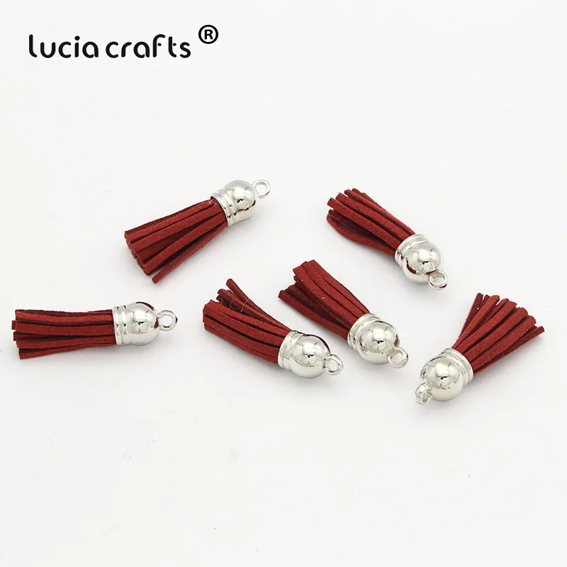 Color16 12pcs Lucia crafts 12 шт/24 шт замшевый брелок с кисточками на ремешке для мобильного телефона, ювелирные подвески, 4 см, Кожаные Кисточки с серебряными крышками I0103 - Цвет: Color16 12pcs