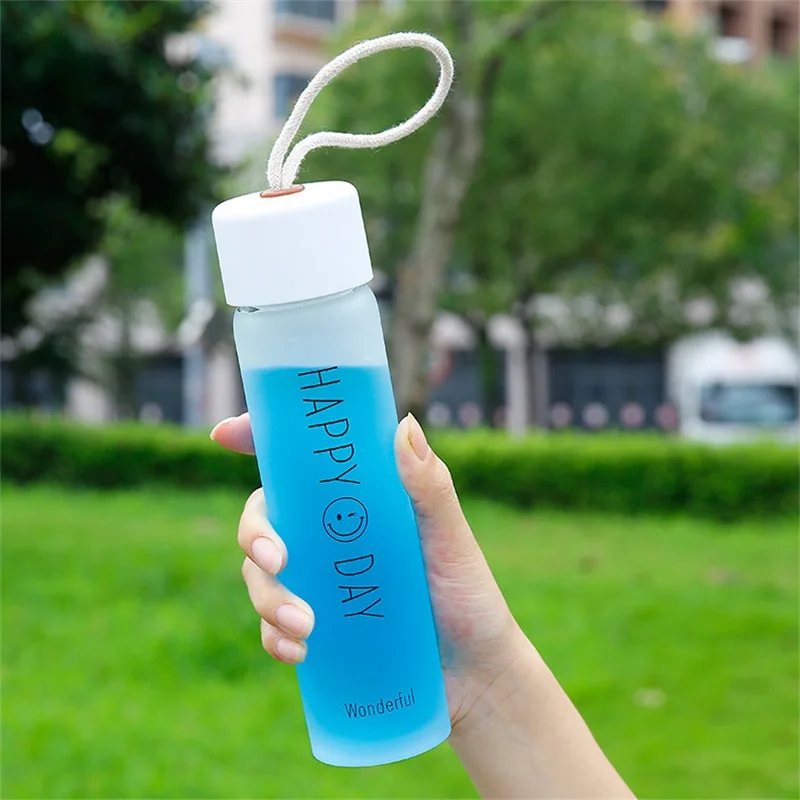 ZOOOBE 360 мл Портативный Стекло бутылка для воды с веревкой Drinkware матовый Бутылки