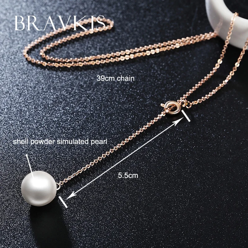 BRAVEKISS simulated pearl pendant necklace for women charm choker necklaces chain collier Y girls bijoux BUN0113 | Украшения и