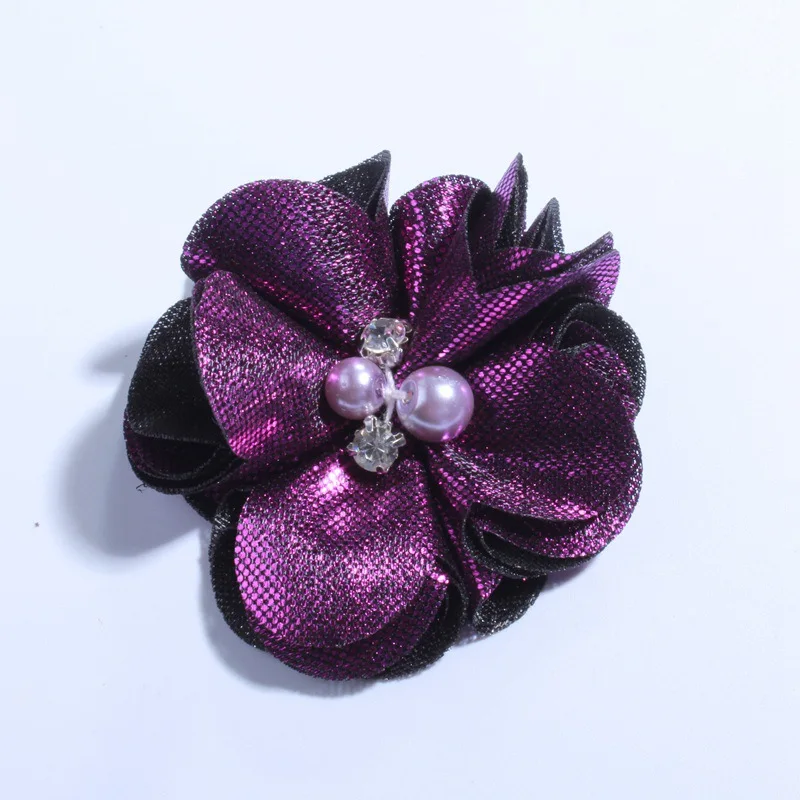 Новинка 2018 модные гофрированные металлические тканевые цветы с жемчугом для