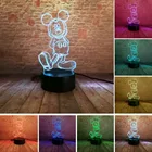 Хит продаж, светящийся мультяшный 3d-светильник для девочек, Микки Маус, мышей, мыши, светодиодный ночник с градиентом, USB сенсорный светодиодный светильник, лампа для настроения, детская Рождественская игрушка, подарки