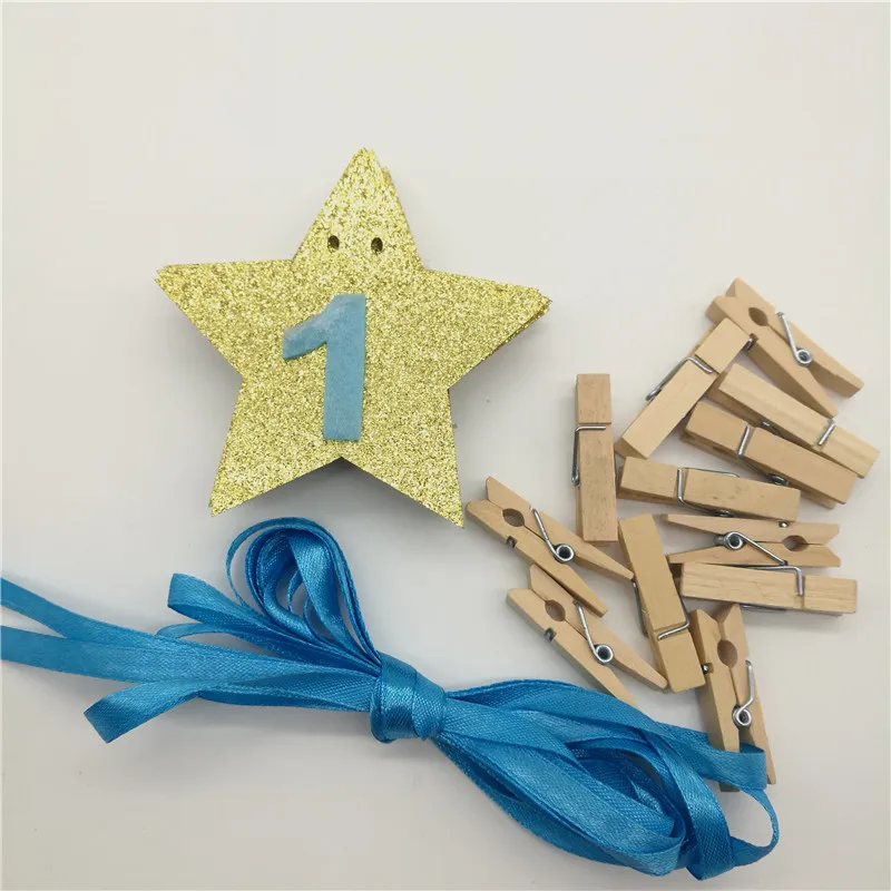 Blue Chicinlife 1 компл. 12 месяцев струны фото плакат Baby Shower мальчик девочка один год День рождения украшения фото стенд реквизит - Цвет: Blue