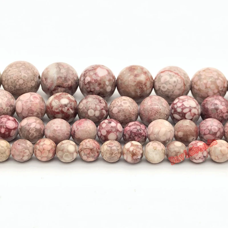 Красные круглые бусины с натуральной хризантемой россыпью кораллового камня