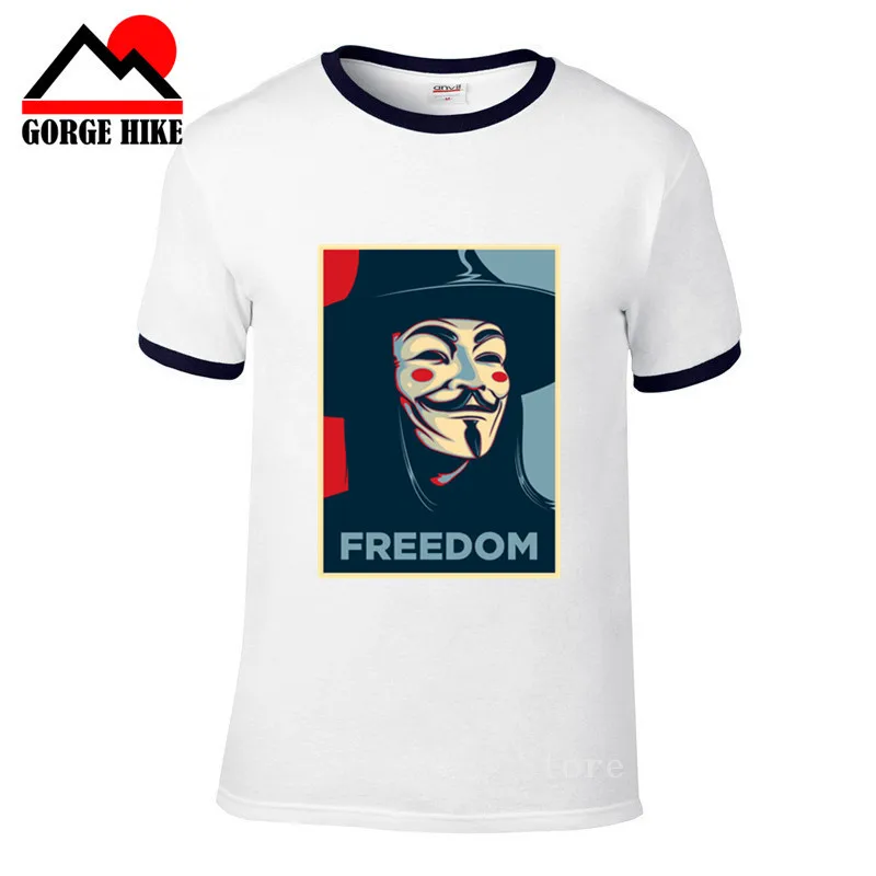 V для Vendetta черная футболка анонимированная маска Guy Fawkes вдохновленная свобода