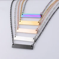 fnixtar 20pcs 161820in mirror polish stainless steel blank bar pendant necklace custom engrave name logo necklace for womens