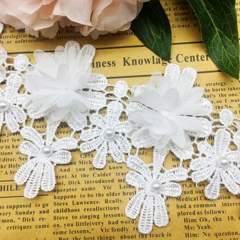 GXINUG 2 ярда цветы 3D шифоновый кластер ромашка кисточка кружевная отделка платье