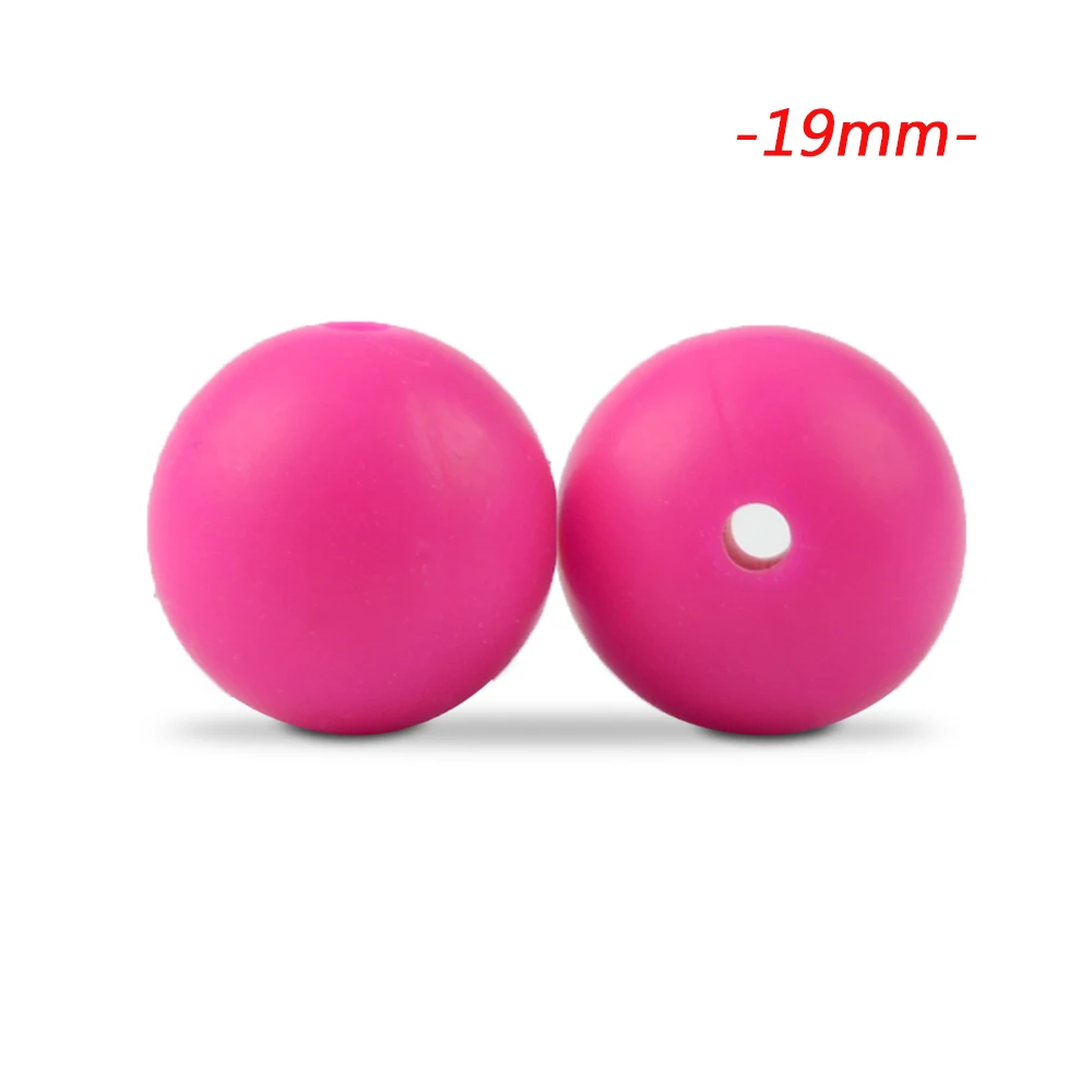violet red LOFCA 10 шт силиконовые бусины 19 мм круглые Детские Прорезыватели без бисфенола пищевая детская игрушка DIY ювелирные изделия ожерелье аксессуары для кормления - Цвет: violet red