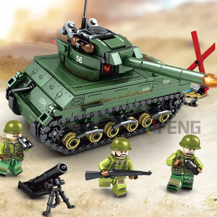 Military Series M4 Sherman Medium Tank model building blocks Empires Army figure bricks Compatible toys children gift | Игрушки и хобби