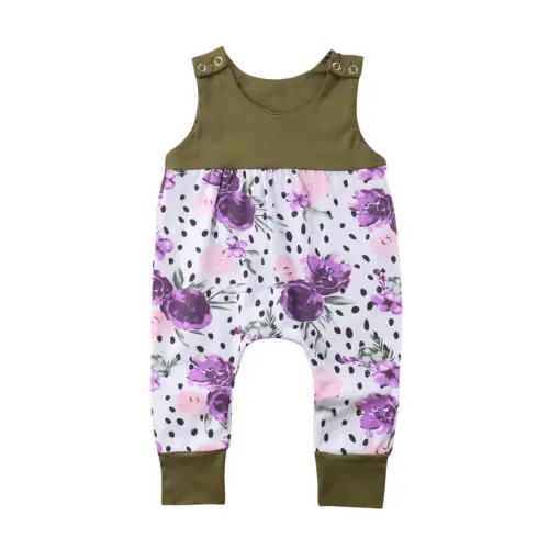 Новорожденных Фиолетовый Цветочный Милая одежда для малышей Одежда девочек