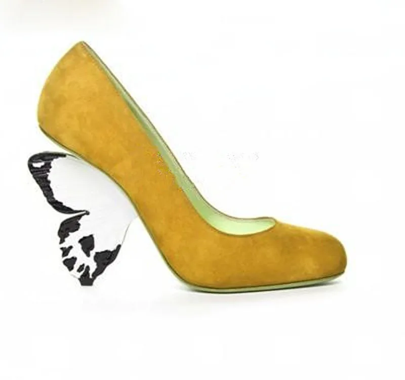 Туфли-лодочки женские замшевые без застежки с круглым носком высокий каблук