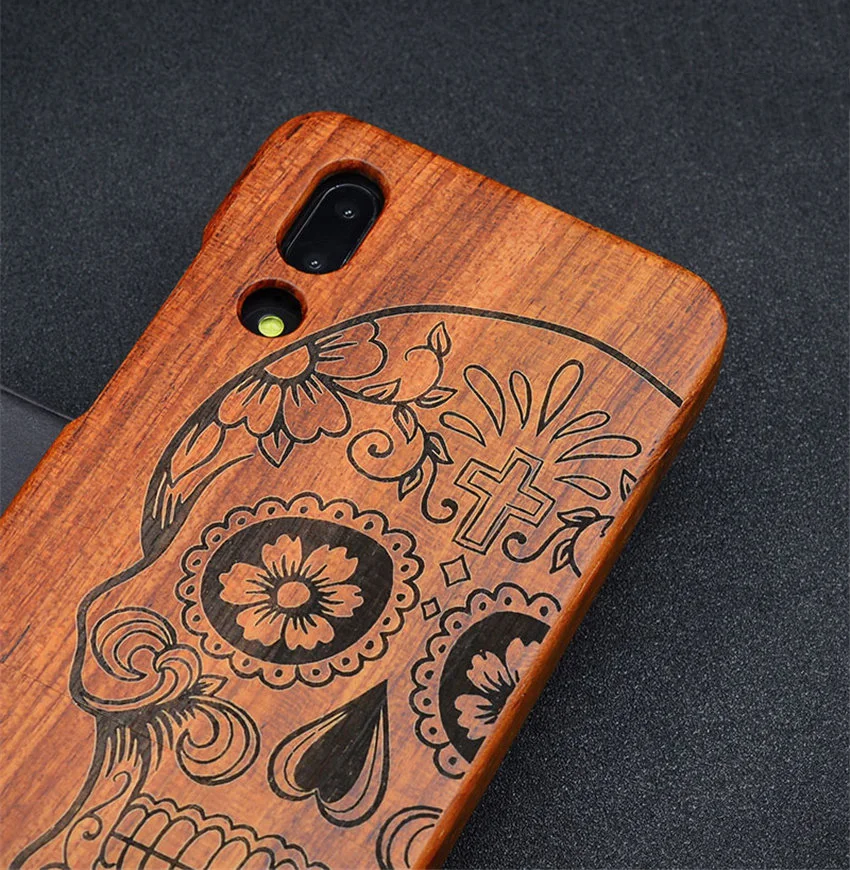 Чехол для huawei P20 Pro, резной череп из натурального дерева, бамбука, чехол для huawei P20 P20 Lite, полная защита, Деревянный чехол для телефона s
