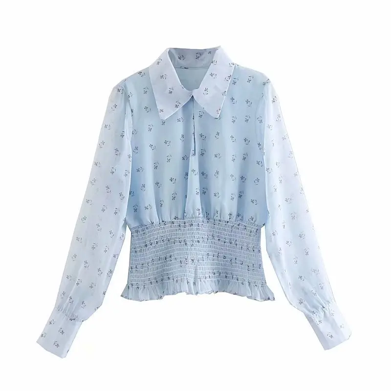 Куртка с кукольным воротником и принтом в европейском американском стиле на