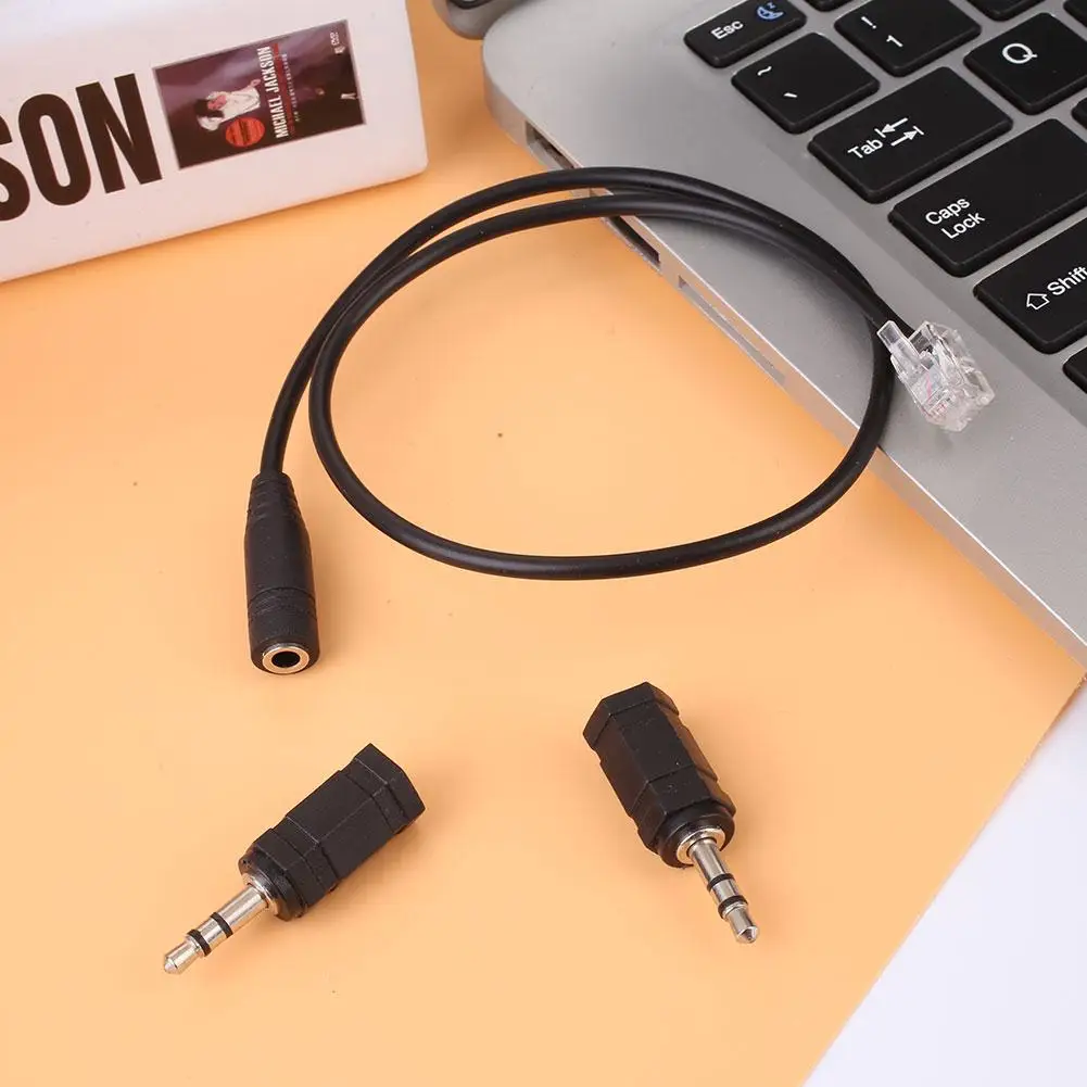 RJ9 to 3.5mm 2.5mm Jack Cable Adapter For Telephone Headset Earphone Black | Электроника