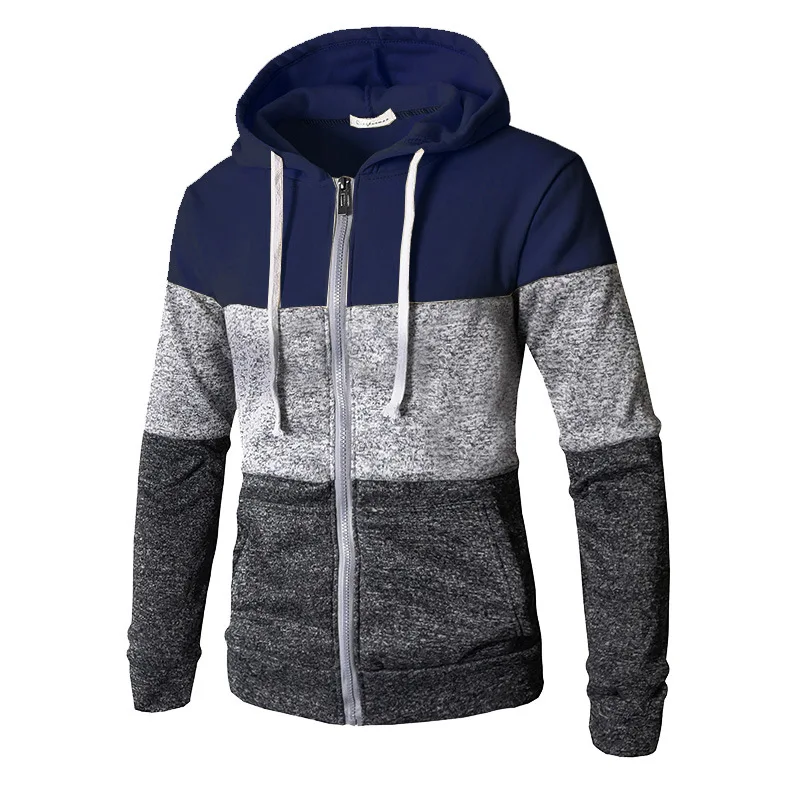 Fashion Men Hoodie Jacket Coat Brand Stitching Color Hip Hop Hoodies Casual Pullover Mens With Zipper Dropshipping | Мужская одежда