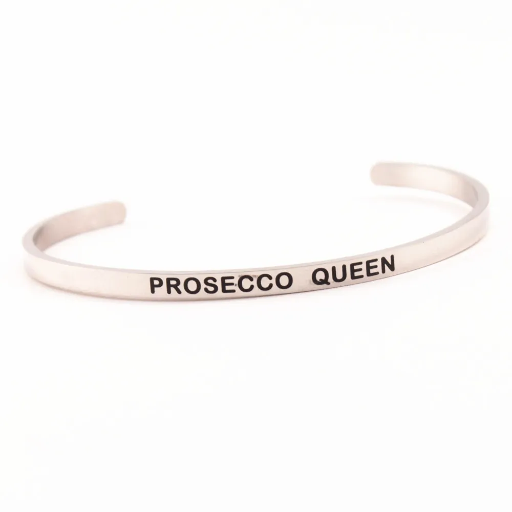Браслет с мантрой из нержавеющей стали, вдохновляющие браслеты Prosecco queen, подарок для женщин