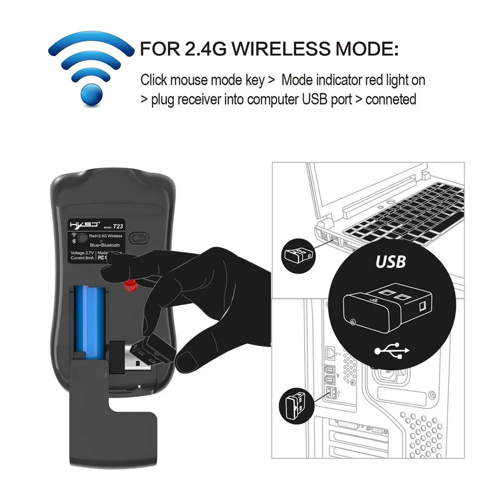 Модная Беспроводная игровая мышь с двойным режимом Bluetooth или 2 4G для ноутбука ПК