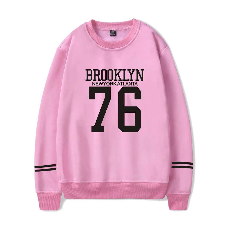 round neck hoodies Бруклин 76 толстовки с принтом мода Хип Хоп Уличная мода мужские женские толстовки без шапочки повседневные толстовки с длинным рукавом пуловер Топы - Цвет: round neck hoodies