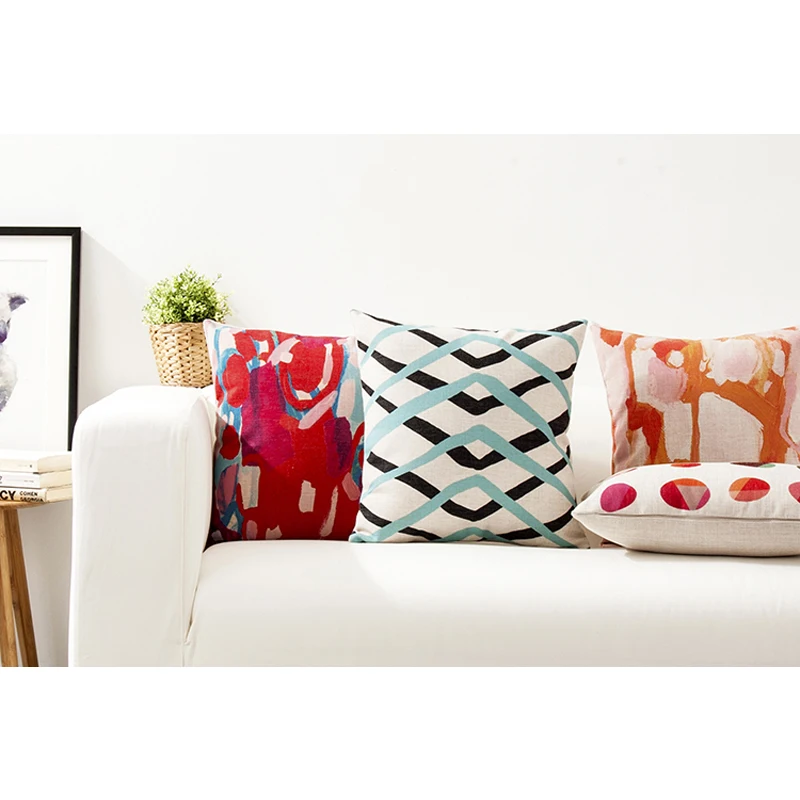 Nordic акварель в виде геометрических фигур Подушка с зеброй крышка геометрический