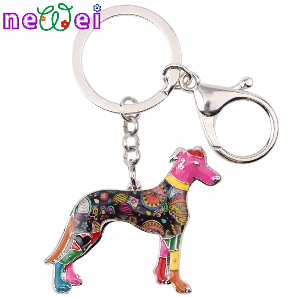 Ключевая цепочка для женщин NEWEI с легавым Гальго Greyhound в качестве украшения для сумки, машины или хранения ключей, аксессуары из эмали.